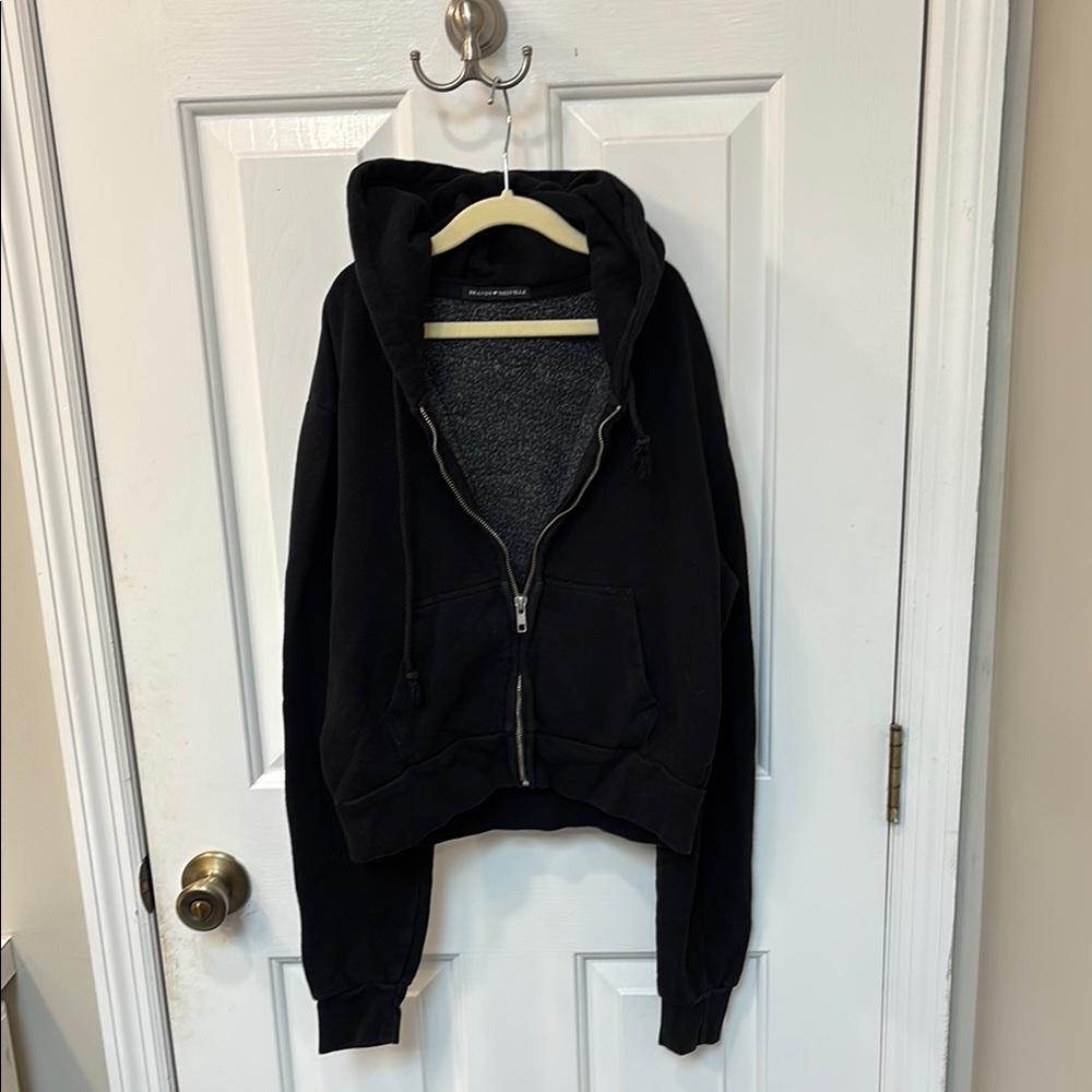 Black Brandy Melville Cropped Cristy Hoodie